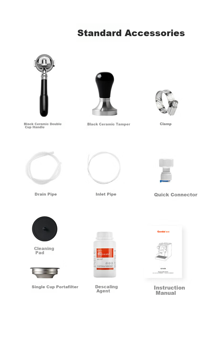 GEMILAI Gemilai 38 Gifts Double Pupil G3145B Coffee Machine Home and Commercial Semi-Automatic Coffee Maker Small Appliance American Espresso 1L Steam Boiler 14
