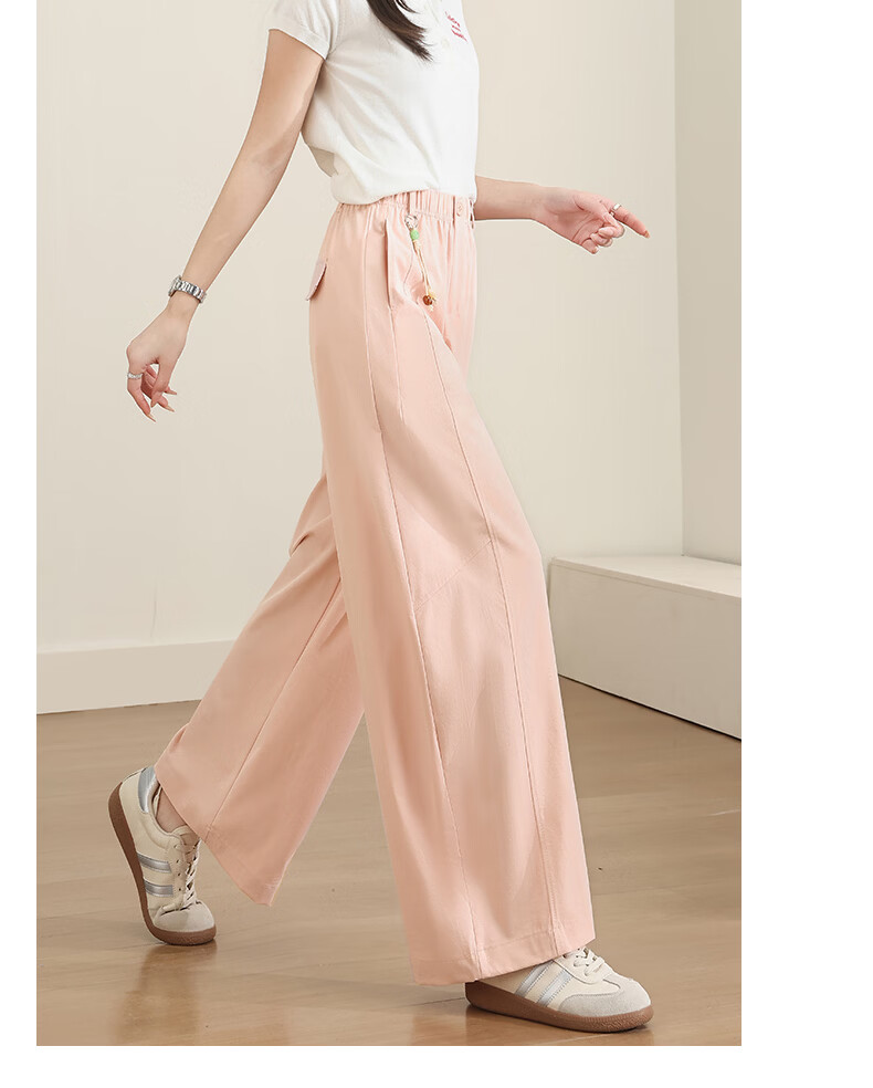 Langsha Curved Blade Pants Women 2026 Summer New Ice Silk Cool Breathable Draped Mosquito-Repellent Loose Casual Straight Wide-Leg Pants 16