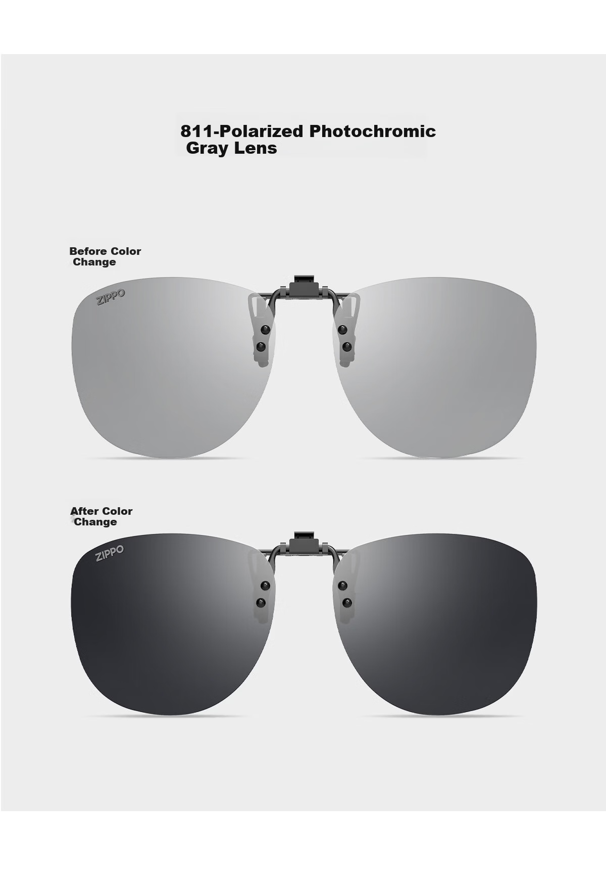 ZIPPO USA Polarized Clip-On HUD Heads-Up Display Photochromic Sunglasses Anti-Glare Electric Vehicle Driving 06E77 22