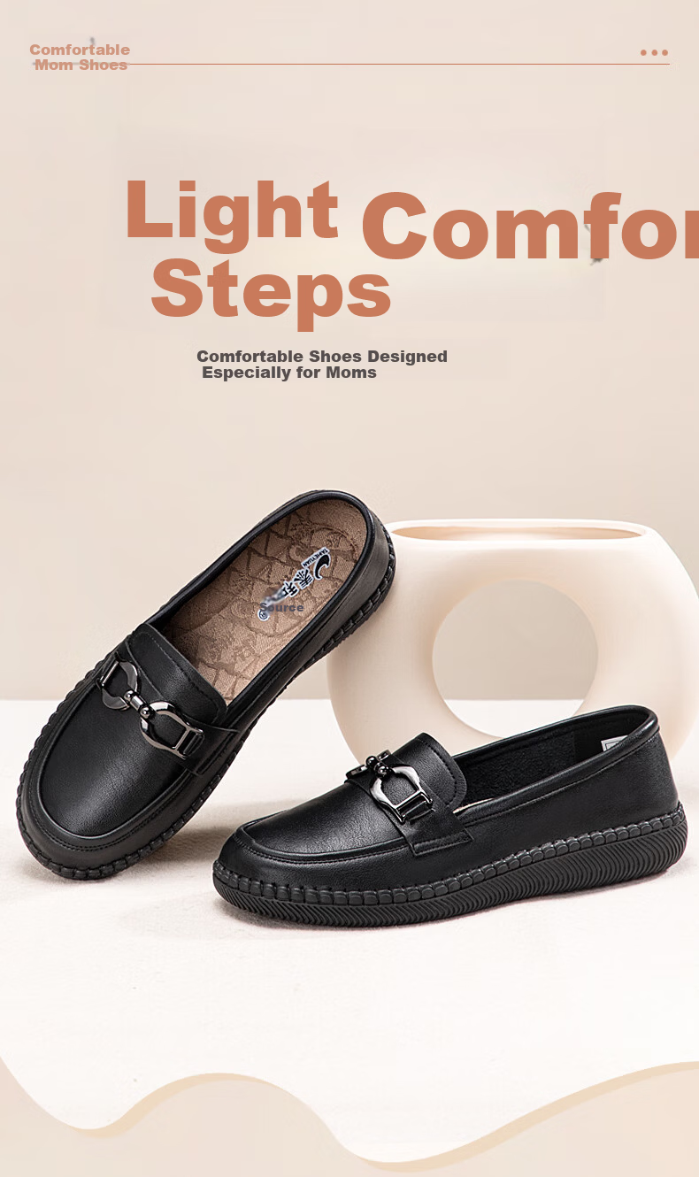 Taiheyuan Chunqiu Women's Soft Sole Casual Loafers Non-Slip Flat Slip-On Mom Mugwort Shoes 4