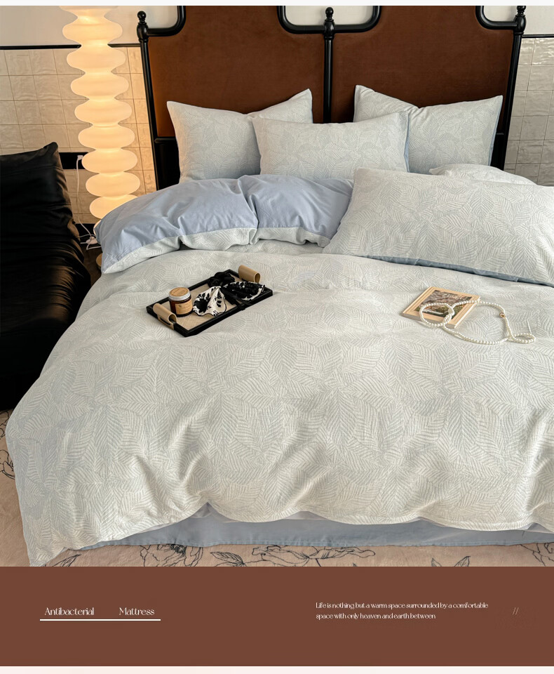 MUJI 100% Cotton Bedding Set 4-Piece Bed Linen Cotton Sheet Duvet Cover 200x230cm for 1.5/1.8m Bed 6