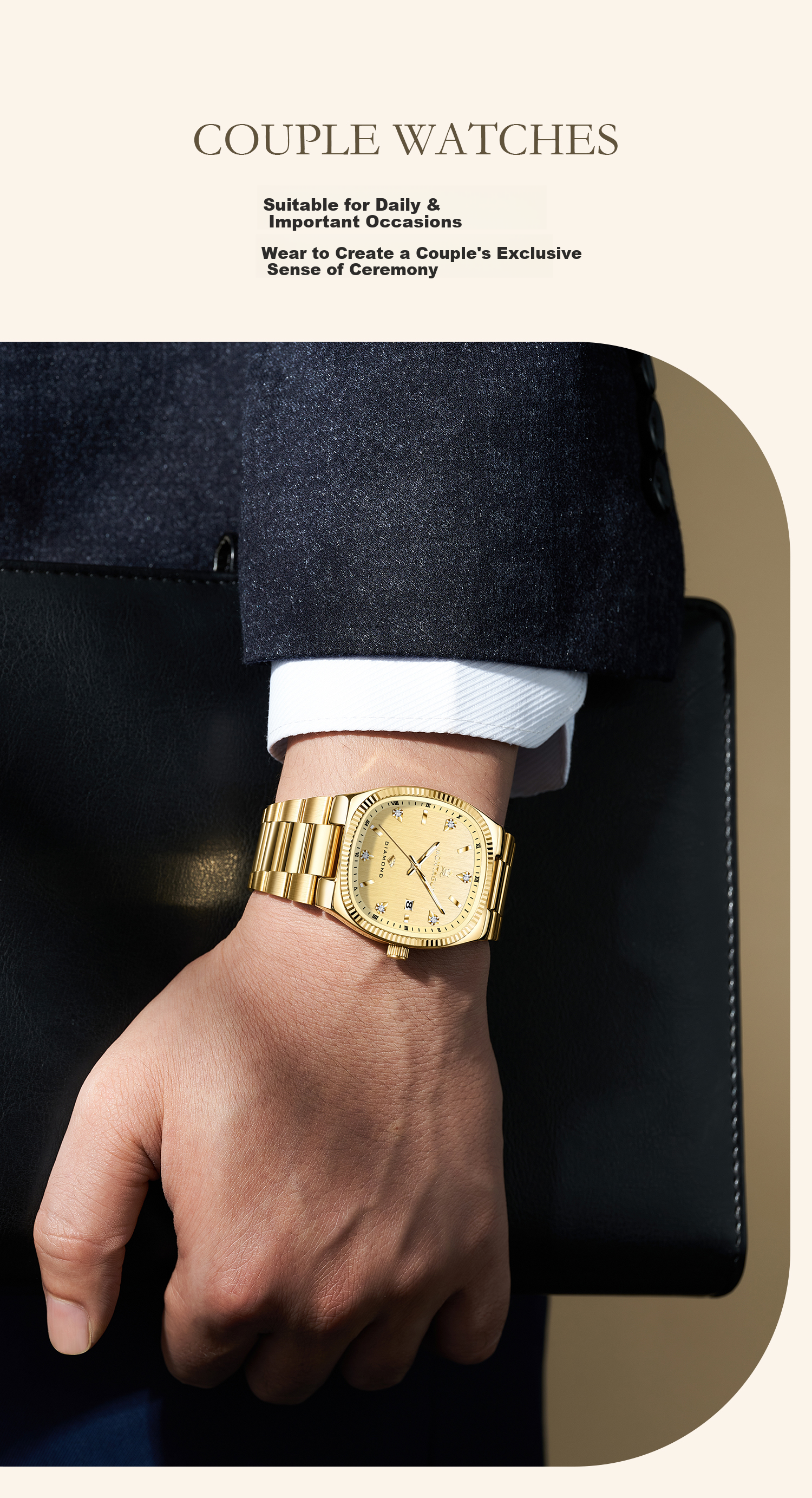 MONTAGUT Luxury Diamond-Studded Fashion Waterproof Couple's Business Watch for Men and Women - Spring Festival Gift 11
