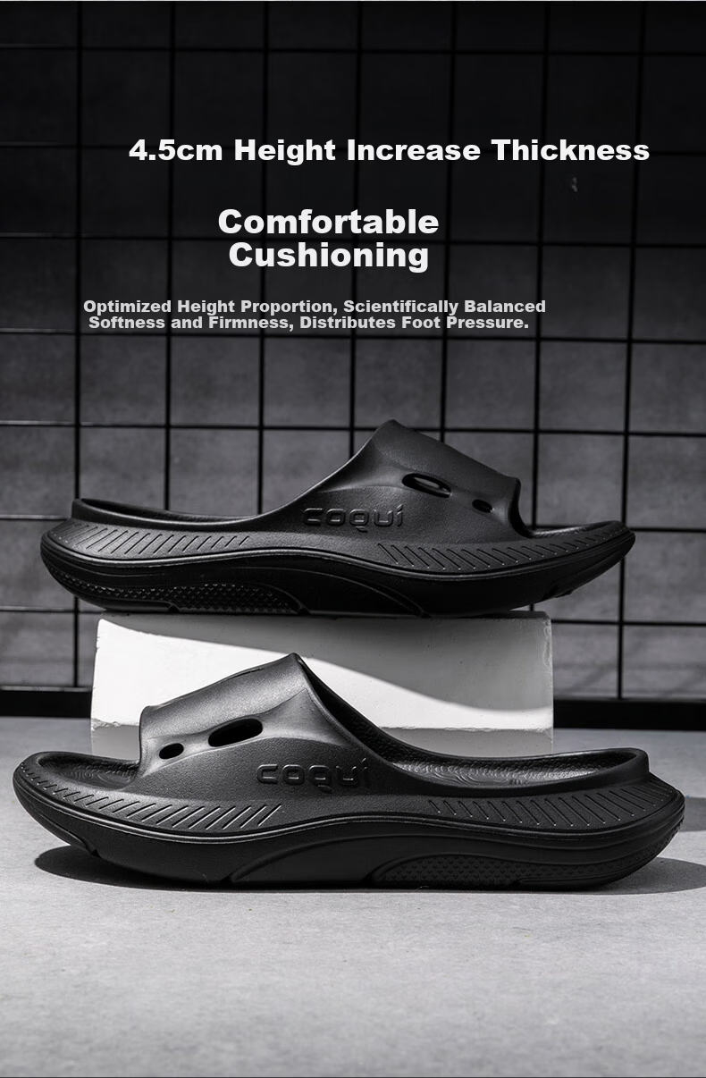 Coqui Unisex Summer Home Slippers Thick Sole Soft Elastic Cool Slippers Indoor Bathroom Slippers Deep Space Black 43CQ2520 6