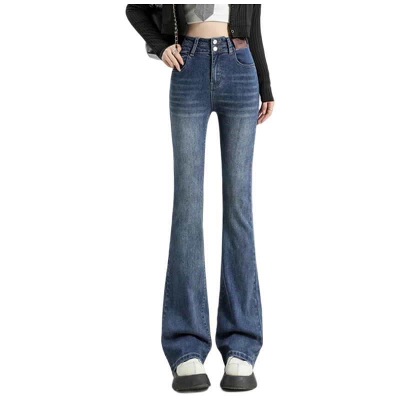 Romon Women's Stretch Slim Fit Jeans Spring Fashion High Elasticity Slimming Hip Lift High Waist Flared Pants Black M