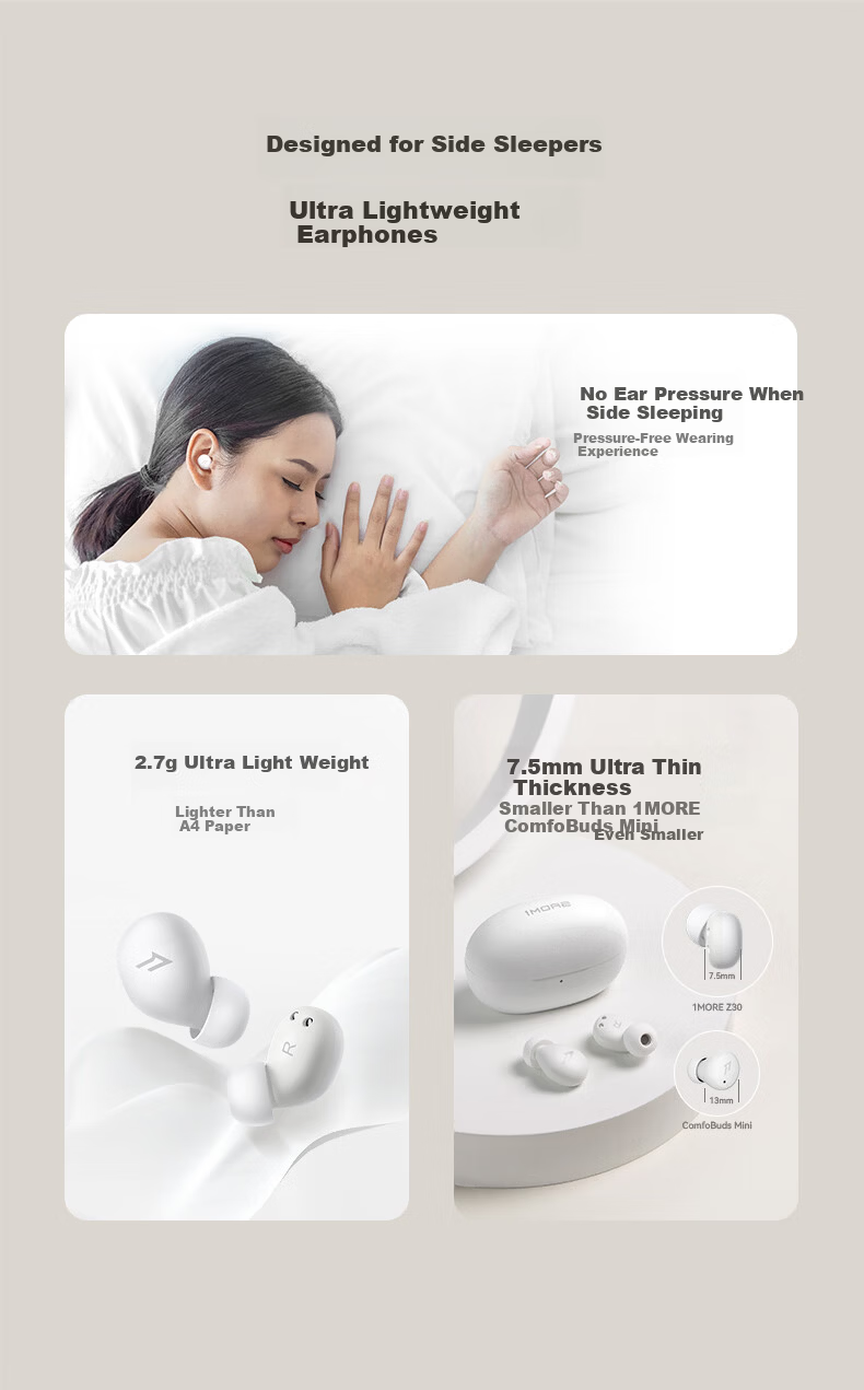 Himalaya Good Voice 1MORE Wameng Z30 Wireless Noise-Cancelling Bluetooth Sleep Earphones Invisible Compact In-Ear Sleep Aid Compatible with Apple Huawei Xiaomi 2026 New Release 3