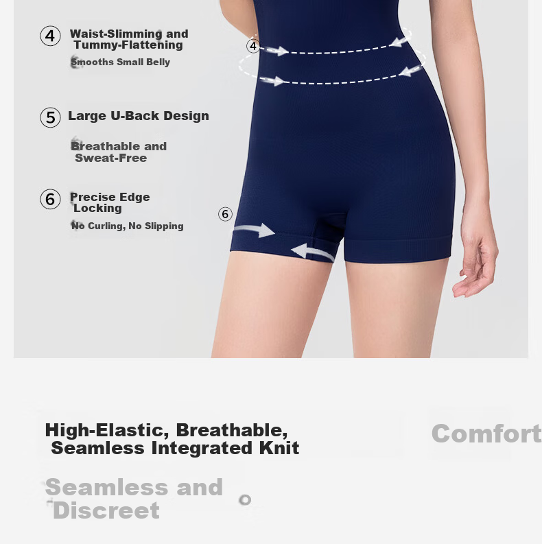 Curvilism [Victoria Song Style] Yoga Fitness Shaping Bodysuit Tummy Control Hip Lift Waist Cincher Navy Blue Size L 3