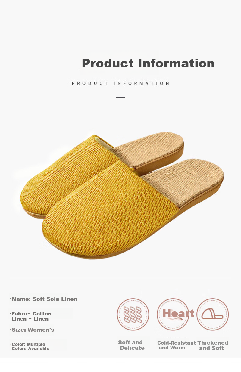 FOOTOPPO Baotou Linen Japanese Style Unisex Slip-On Anti-Slip Summer Indoor Home Slippers 5