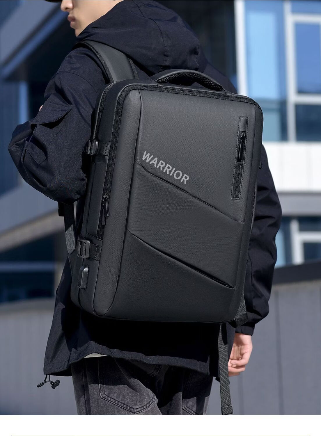 Warrior Large Capacity Men's Backpack Student School Bag Commuter Casual Business Travel 15.6-inch Laptop Backpack 3