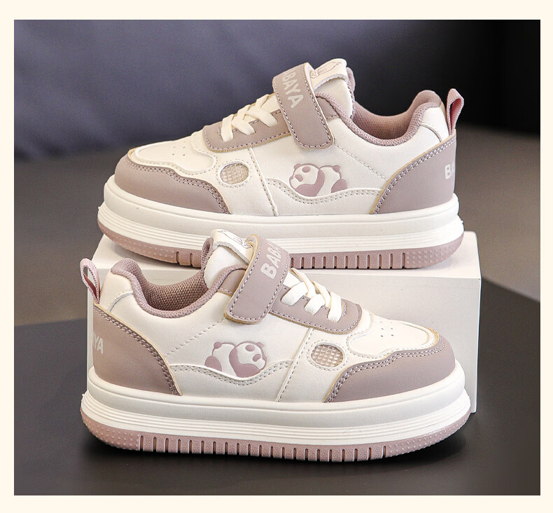 Baba Duck Girls' Casual Sneakers for Older Kids Fashion Versatile Sports Shoes 2026 Spring Edition 51822 Rice Wine Red Size 35 5