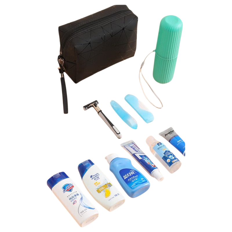 Etravel Toiletry Set, 12-Piece Team Building Disposable Travel Essentials Kit, Wash And Toiletry Set for Business Trips, Storage Travel Bag