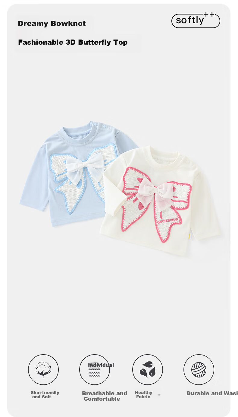DUUDUU Kids Girls Long Sleeve T-Shirt Toddler Top Children's Baby Infant Crew Neck Base Shirt Outwear White 120 2
