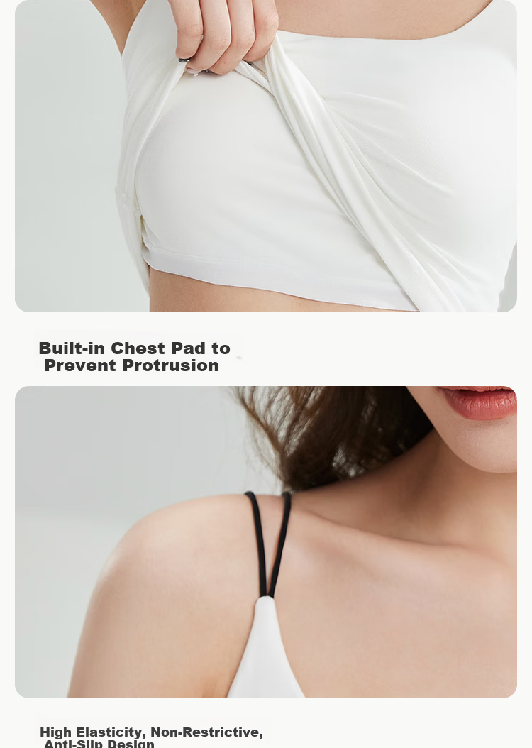 MiiOW Cool Ice Silk Women's Spring Summer Modal Camisole Vest Bra-Free Back Beauty Innerwear White M 16