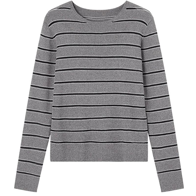 Demana [Smart Sense Academy] Spring Retro Striped Jacquard Color-Block Stretchy Slim Fit Women's Knit Sweater