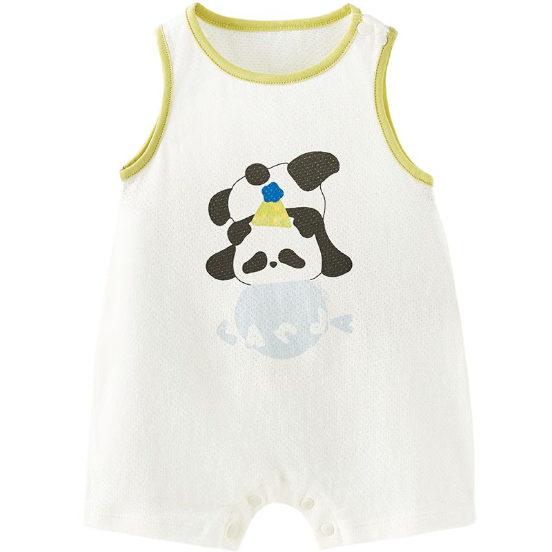 TONGTAI Baby Sleeveless Romper Summer Thin Jacquard Bodysuit Yellow 90cm