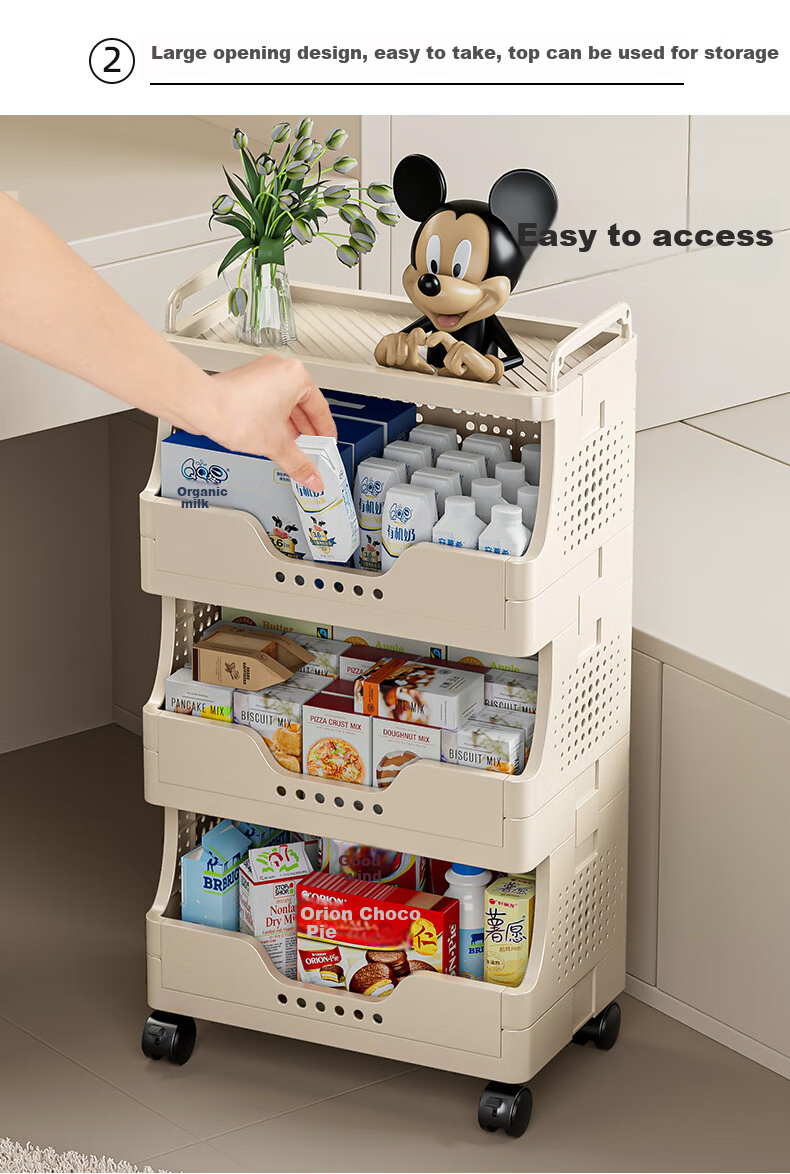 Jiaodu Snack Storage Rack Small Trolley Multi-layer Floor-standing Living Room Organizer with Wheels Mobile Storage Rack 5