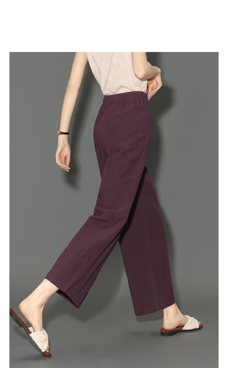 Demana Linen Lyocell Blend Spring Cropped Elastic Waist Straight Loose Casual Pants for Women High-End Feel 6