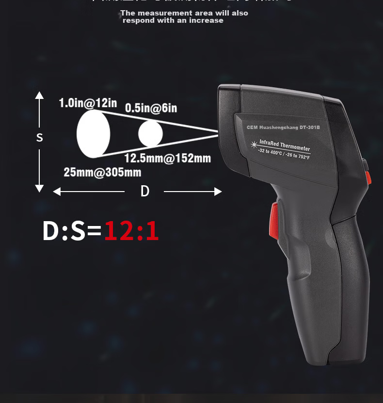 CEM DT-301A Laser Infrared Thermometer Professional High-Precision Industrial Non-Contact High-Temperature Temperature Gun Food Thermometer Kitchen Baking Water Temperature Detector 9