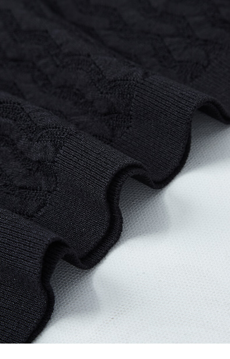 Yanyu Black Slim Fit Knit Top Women 2026 Summer High-End Vintage Style Short Sleeve Half-Open Collar Shirt Black S 30