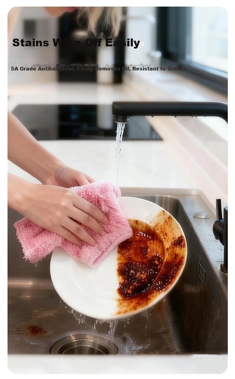 Ruilaida Kitchen Dishcloths and Cleaning Cloths, 5-Star Antibacterial, Oil-Resistant, Easy to Clean, Highly Absorbent, Thickened, Pack of 3 5