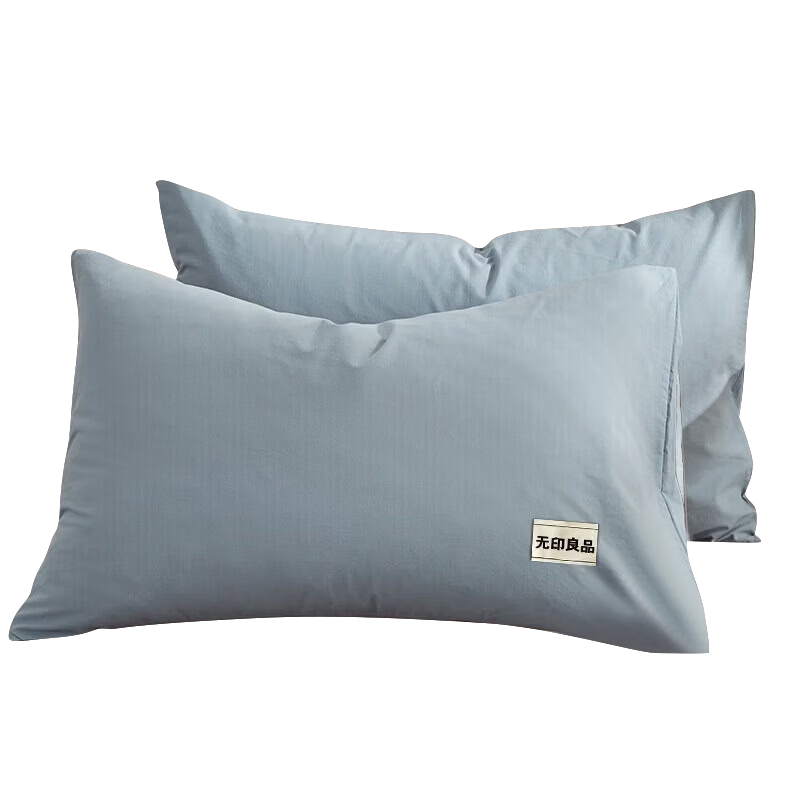 Wuyinliangpin Pure Cotton Pillowcase, Class A 100% Xinjiang Cotton, Pillow Cover, All-Cotton Pillowcase, Pillow Core Cover, 48x74cm, One Pair, Blue