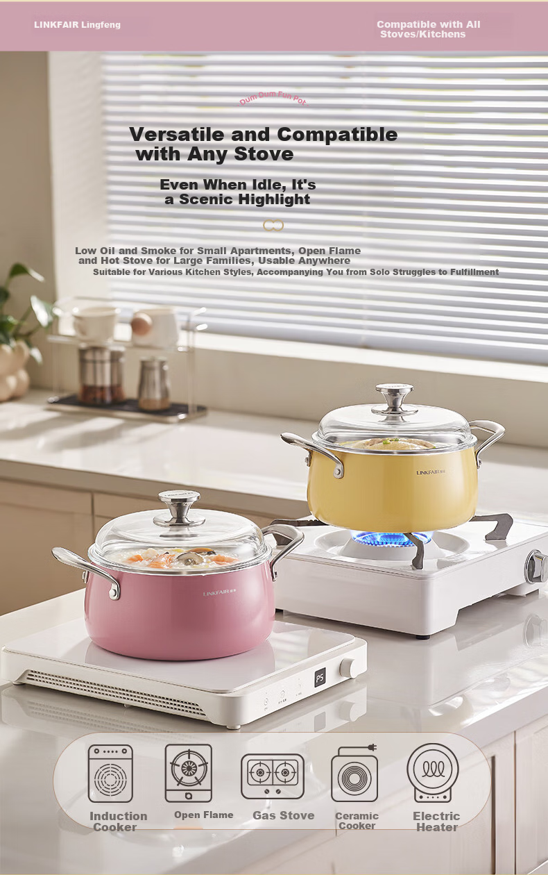 LINKFAIR 316L Stainless Steel Soup Pot Small Stew Pot Household Noodle Pot Compatible with Induction Cooker and Gas Stove 9