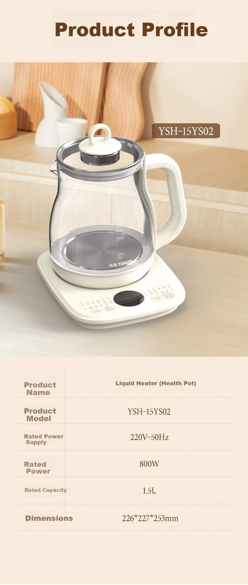 TONZE 1.5L Automatic Health Pot Electric Kettle with 24H Reservation, 12H Intelligent Temperature Control, Memory Handle, Flower Tea Kettle 15YS02 12