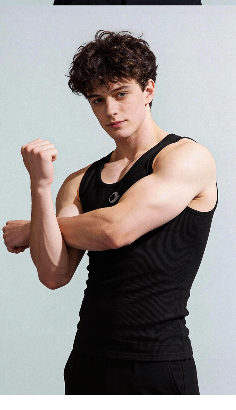 GOLOVEJOY Men's Quick-Dry Fitness Tank Top Running Sleeveless T-Shirt Compression Muscle Shirt Black L 17