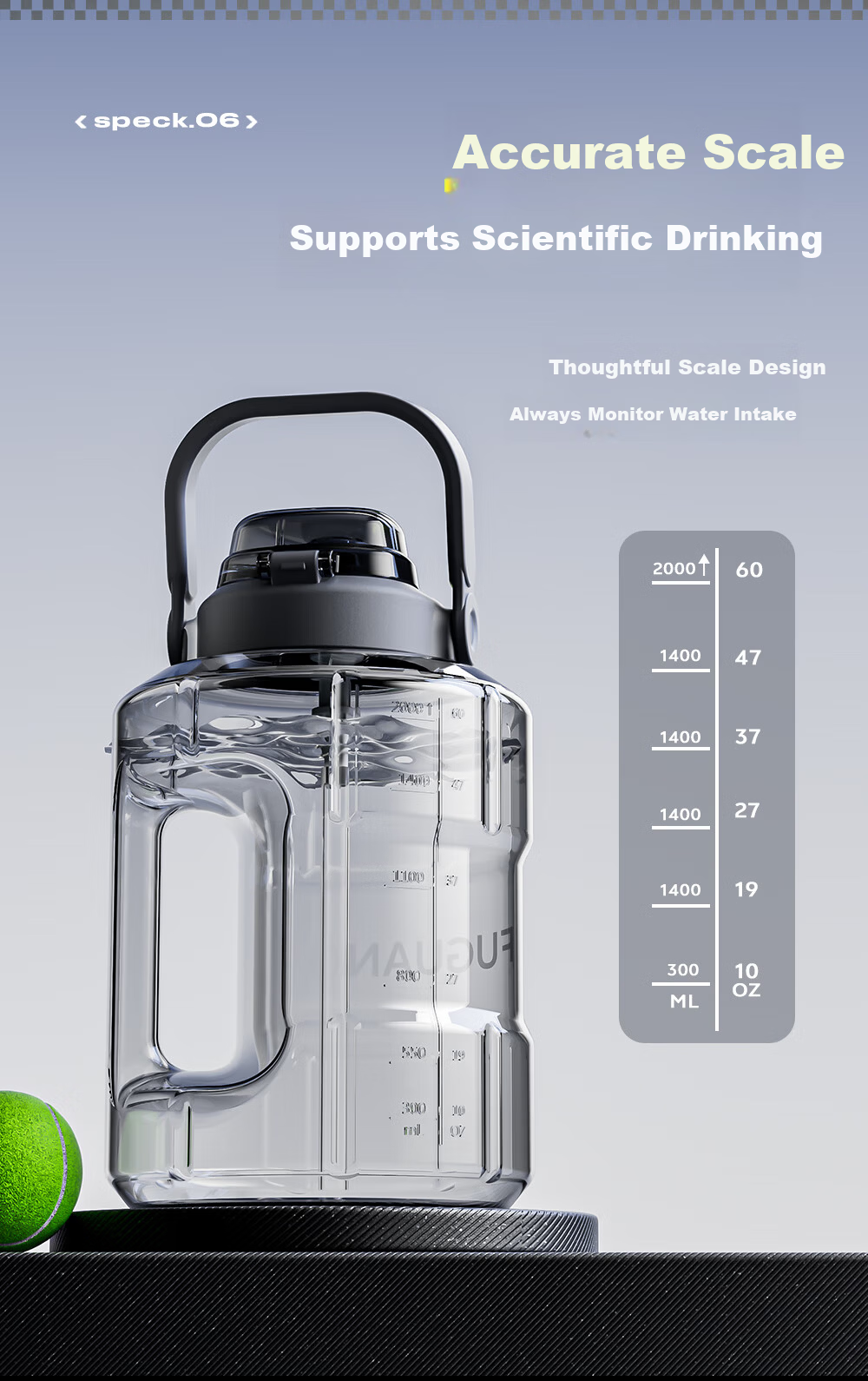 Fuguang Large Capacity Plastic Water Bottle High Temperature Resistant Sports Fitness Water Jug Summer Cup for Men 7
