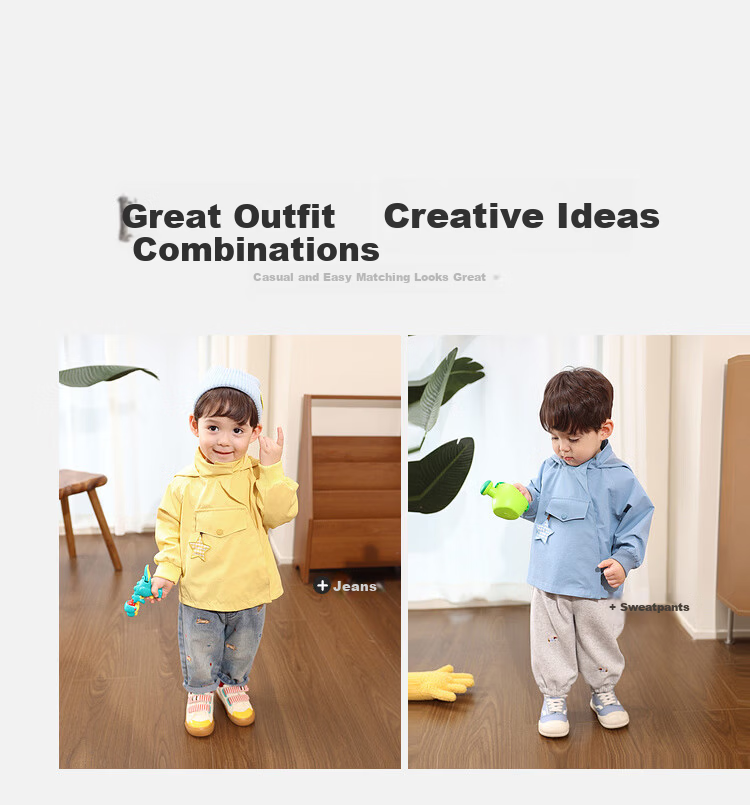 LUSON Little O Dad Boys' Autumn Hooded Star Jacket Cute Baby Boys' Fall Coat with Pointed Hood 4