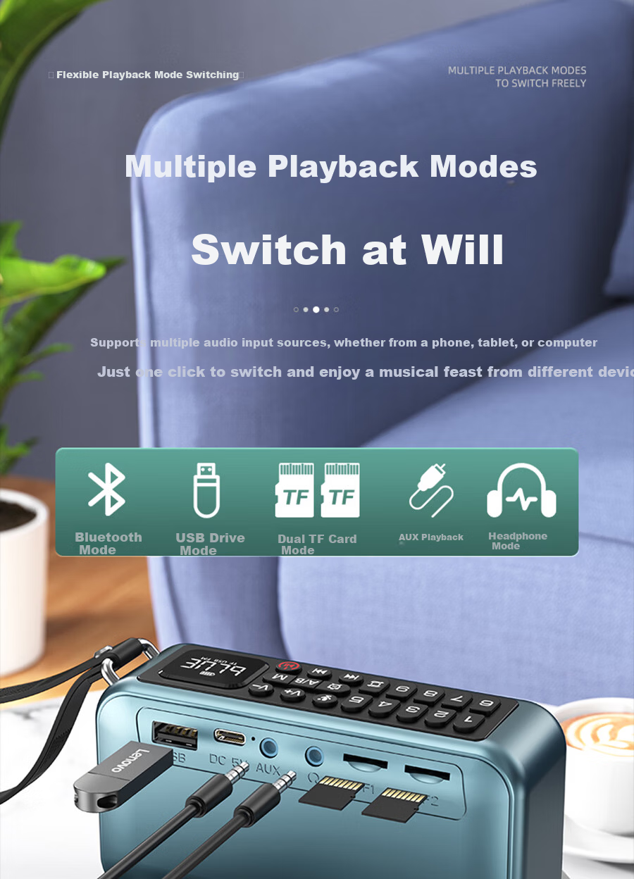 SANSUI Emergency Power Supply Radio Multifunctional Portable Disaster-Resistant Solar Hand-Crank Generator Flashlight Long Battery Life MV13 6