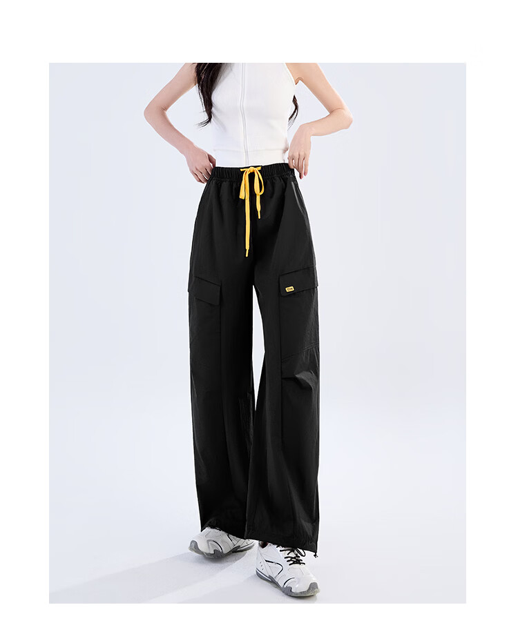 Women's Free Style Cargo Pants Summer Thin 2026 New High Waist Slimming Curved Knife Casual Hiking Loose Wide Leg Paratrooper Pants 20