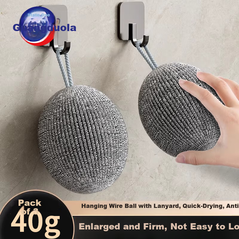 Guangduola Large Steel Wire Scrubber Balls 40g 3-Pack Stainless Steel Kitchen Scrubbers for Pots and Dishes, Rust-Resistant Cleaning Balls
