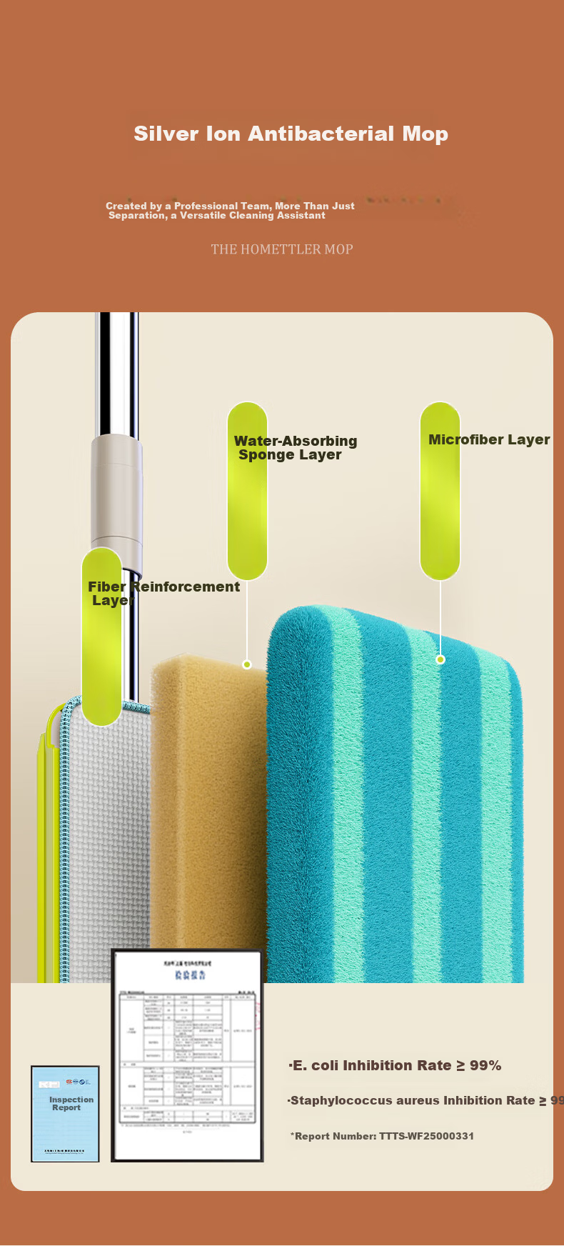 HoMettler Clean And Dirty Separation Mop for Home Use, No Hand Washing Required, 2026 Scraper Bucket, Brush And Le Flat Lazy Person Mop Tool 5