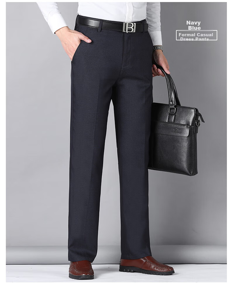 Pierre Cardin Breathable Wrinkle-Resistant Men's Summer Business Formal Straight Casual Trousers Dark Gray 33 28