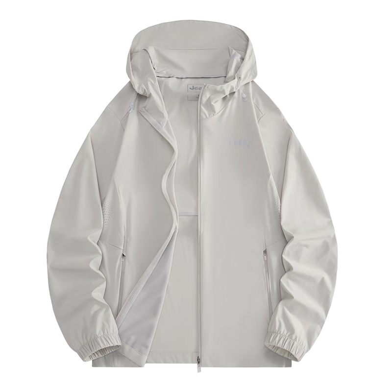 JEEP Sun Protection Clothing, Unisex Ice Silk UV-Resistant Skin Coat, Cool And Breathable Sun Protection Garment, Light Gray, 4XL
