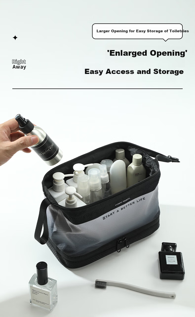 LOHAS Travel Men's High-End Travel Toiletry Bag Essential Business Trip Waterproof Shower Pouch Makeup Storage Bag with Wet and Dry Separation 2