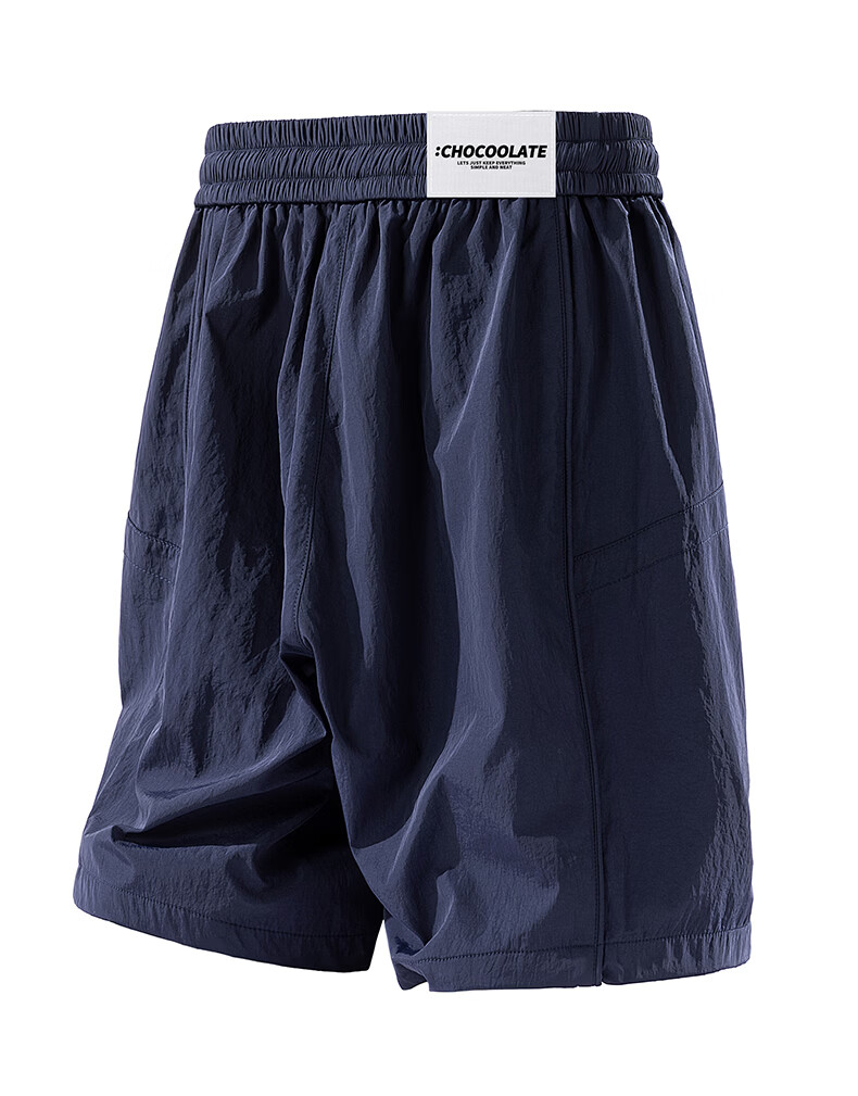 :CHOCOOLATE IT Quick-Dry Men's Summer Ice Silk American Style Loose Casual Thin Five-Point Shorts Dark Night Black M 20