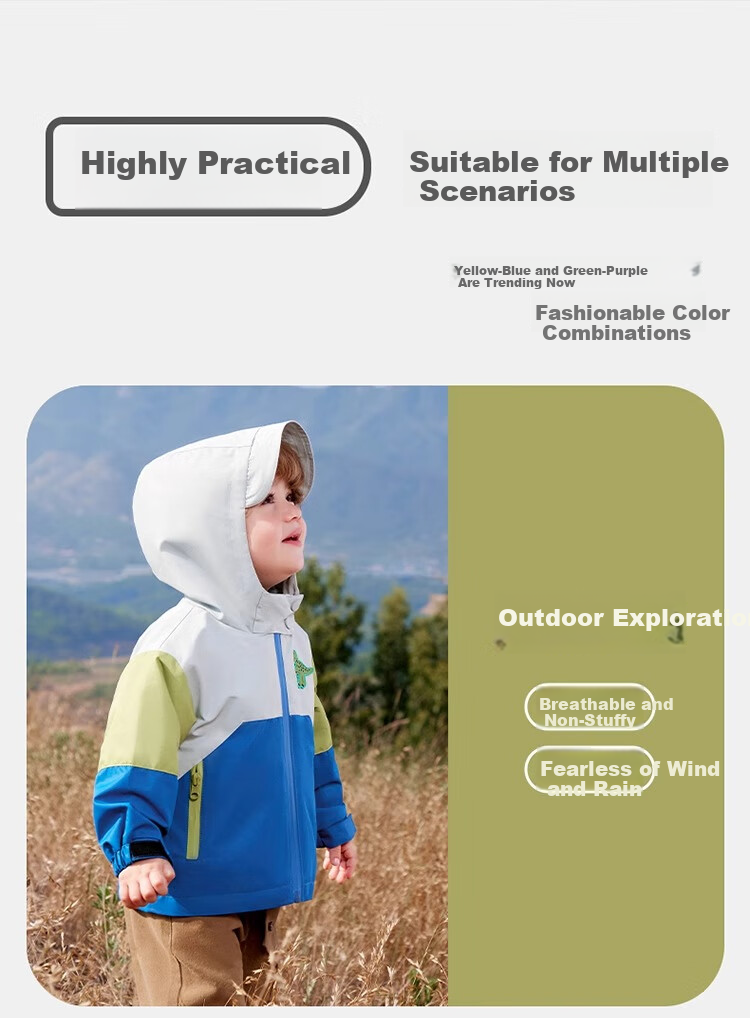 Qiqi Bear Boys' Windbreaker Outdoor Jacket Children's Autumn 3-in-1 Thickened Baby Three-Proof Winter Coat 11