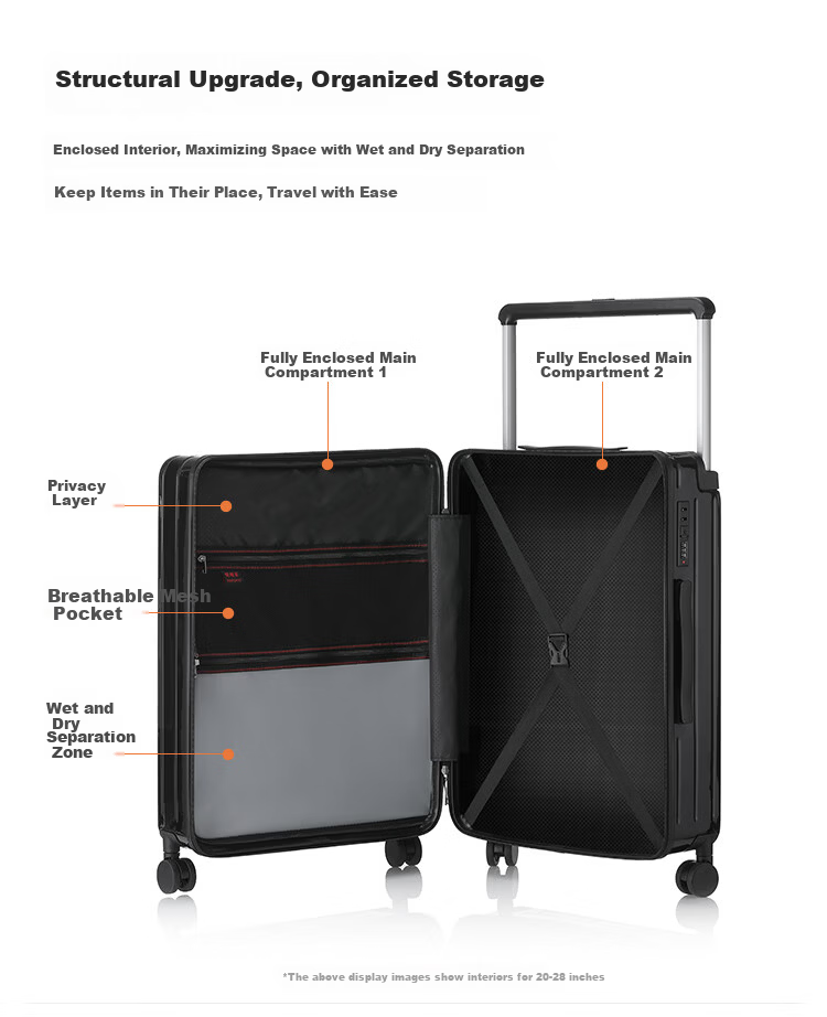 Fandia Wide Rod Luggage Unisex Multifunctional Leather Suitcase Password Travel Carry-on Snow Mountain Silver 20 Inch 7
