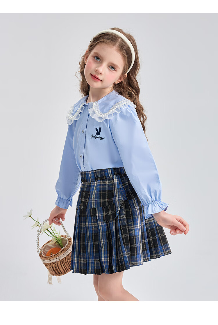 Disney Judy Bunny Police Officer Girls' Spring Autumn 2026 New Stylish Long Sleeve Shirt and Pleated Skirt Two-Piece Set 6