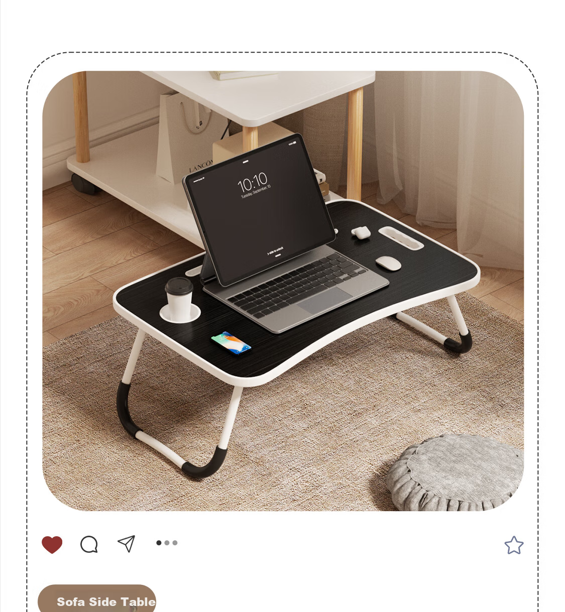 HMJIA Foldable Laptop Desk Bed Tray Lazy Student Dormitory Small Table Window Reading Desk Injection Molded Black 7