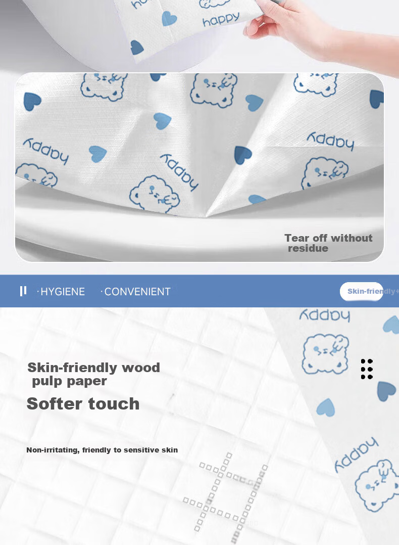 Qihaiqiu Disposable Toilet Seat Covers Thickened Three-Layer Blue Bear 10-Pack for Hotel Travel Maternity Postpartum Use 8