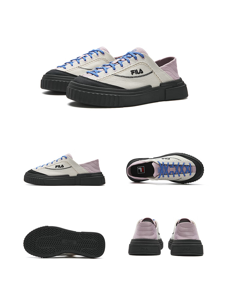 FILA LOOP 1S Women's Canvas Shoes Colorful Terraced White Slip-On Spring Summer Casual 51