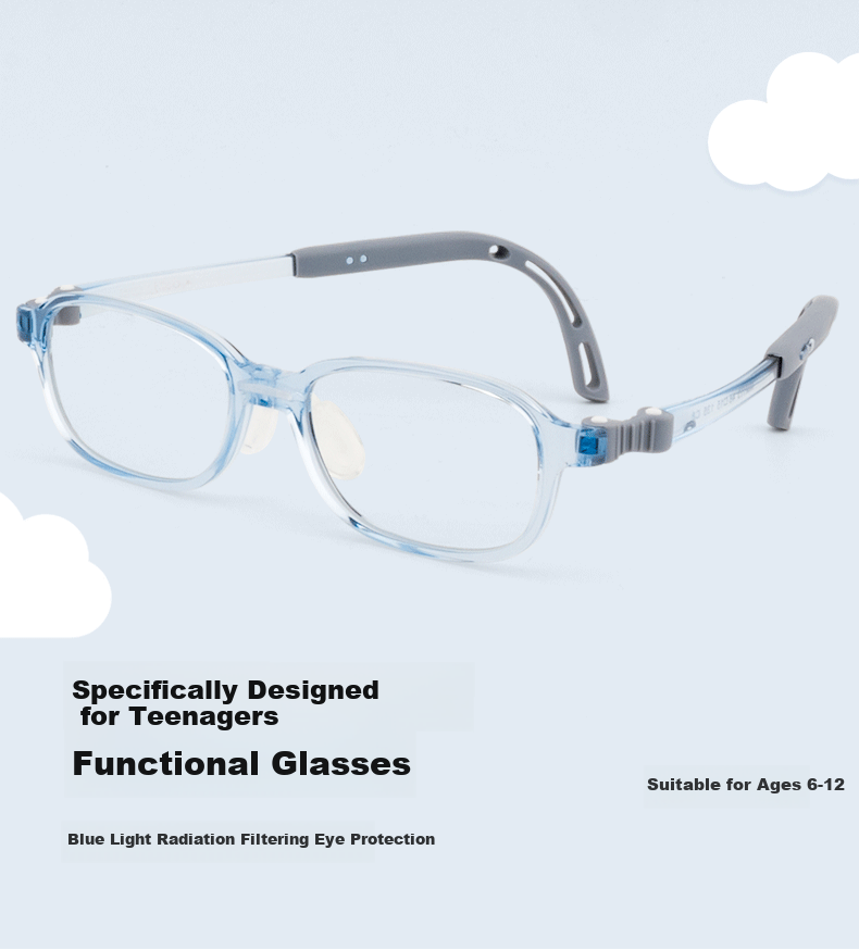 VGO Kids Anti-Radiation Blue Light Blocking Glasses Unisex Non-Prescription Computer Protective Eyewear MM113 Transparent Blue 1