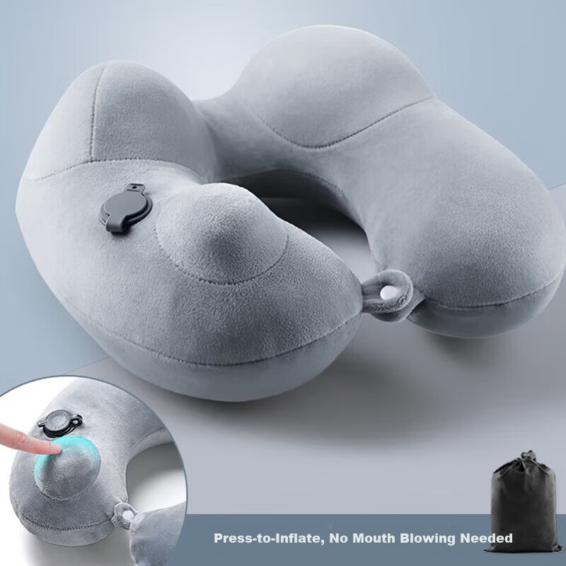 JAJALIN Inflatable U-Shaped Travel Neck Pillow Portable Sleep Aid for Long Trips Pressurized Cervical Support Pillow