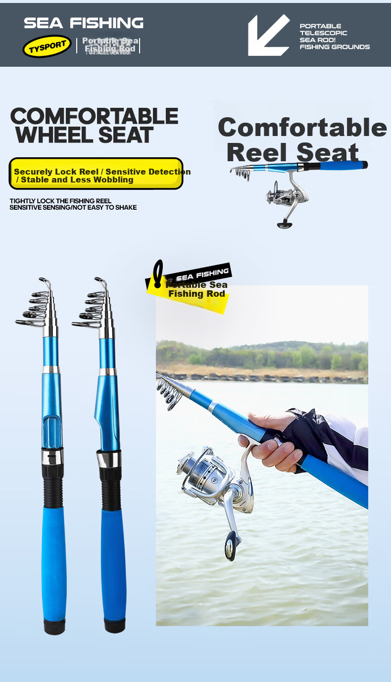 Taiyu 1.8m Sea Fishing Rod Set Long Casting Rod Spinning Reel Super Hard Smooth Fishing Pole 12