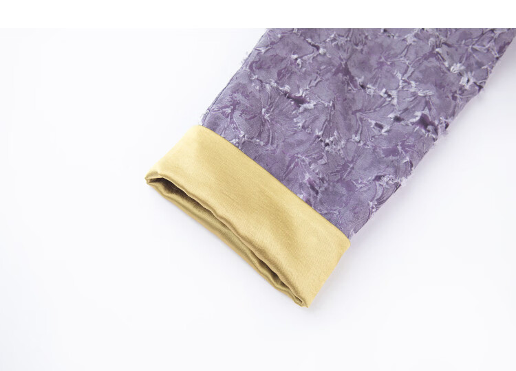 Demana [Purple in Spring] Spring National Style New Chinese Jacquard Frog Button Color-Block Turn-Up Sleeve Petite Women's Jacket 14