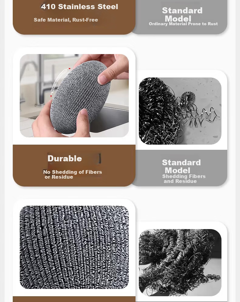 Guangduola Large Steel Wire Scrubber Balls 40g 3-Pack Stainless Steel Kitchen Scrubbers for Pots and Dishes, Rust-Resistant Cleaning Balls 2