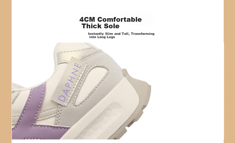 DAPHNE Women's Height Increasing Shoes 2026 New Spring Fashion Casual Thick Sole Breathable Sports Training Shoes 5