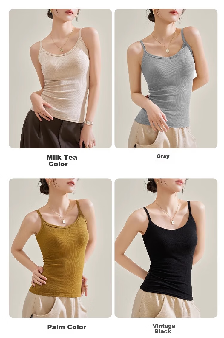 MiiOW Women's Camisole Tank Top with Built-In Bra Pads, Spring And Summer White Backless Bralette, Inner Wear Or Outerwear 15